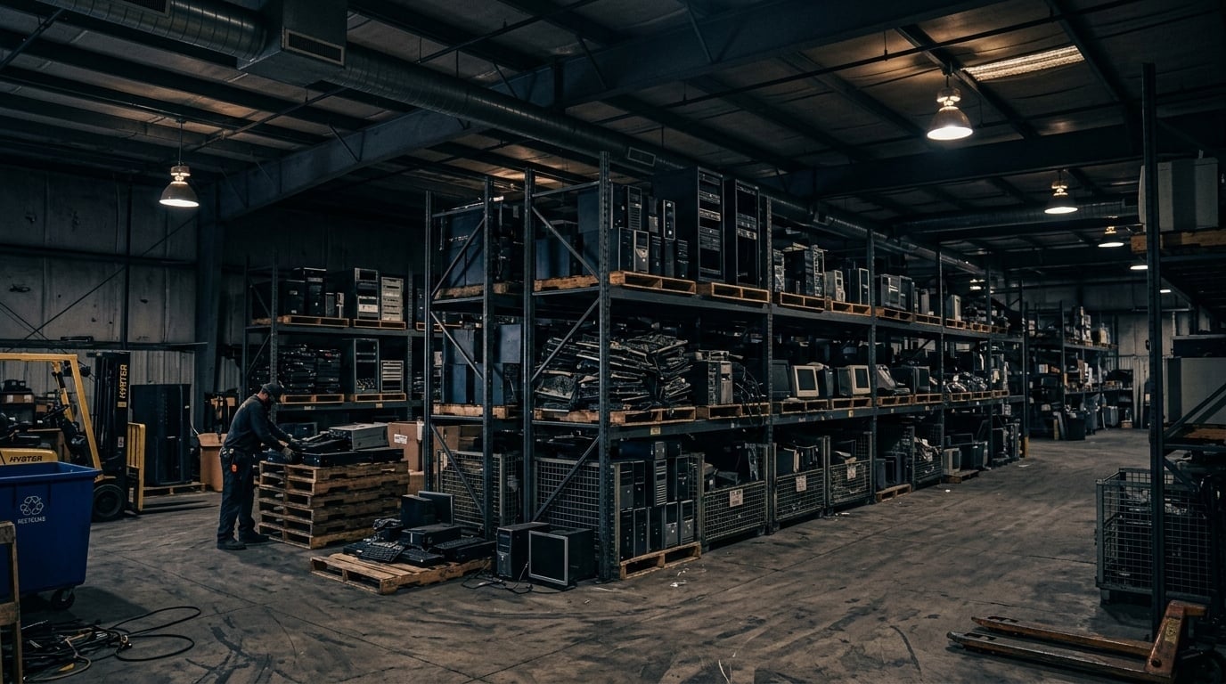 E-waste recycling facility warehouse